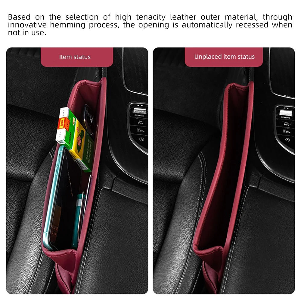 Leather Car Seat Gap Organizer – Phone Holder & Side Storage Pocket - Delicate Leather