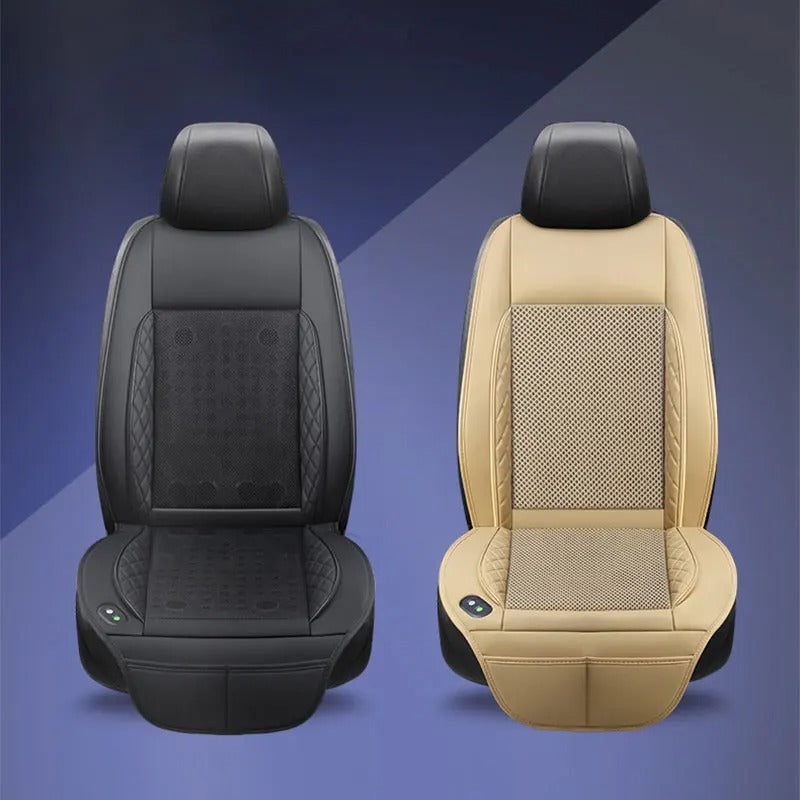 12V Car Cooling Seat Cushion with Built-in Fans – Ventilated Summer Seat Cover with Heat Dissipation and Massage Function - Delicate Leather  