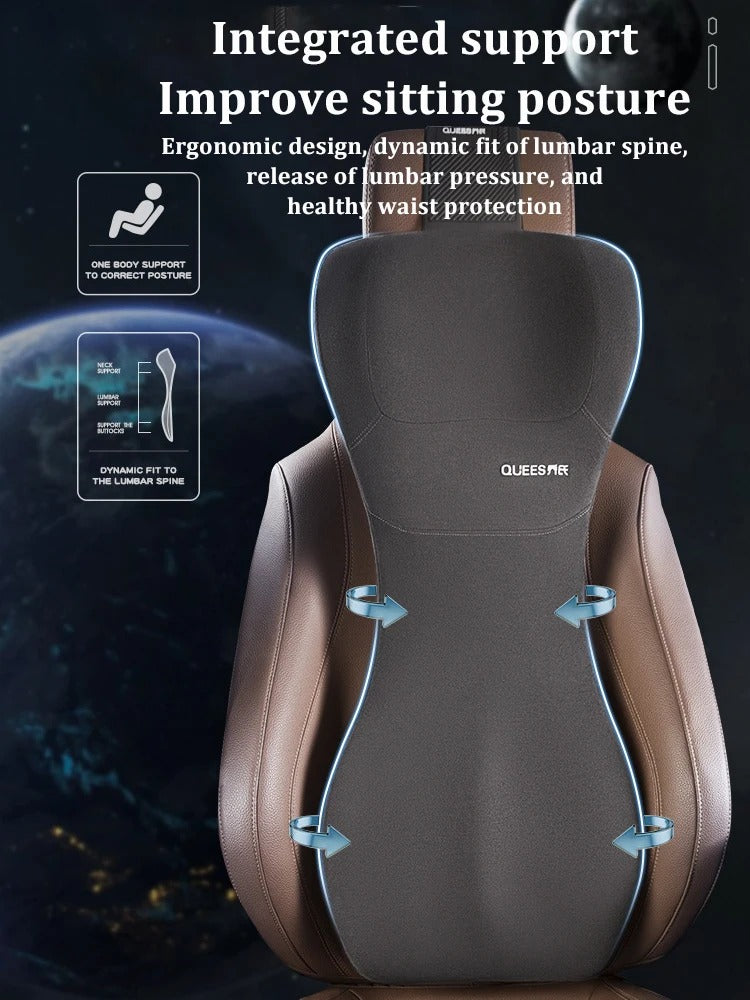 Memory Foam Car Lumbar Cushion – Integrated Seat Back Support Pillow - Delicate Leather