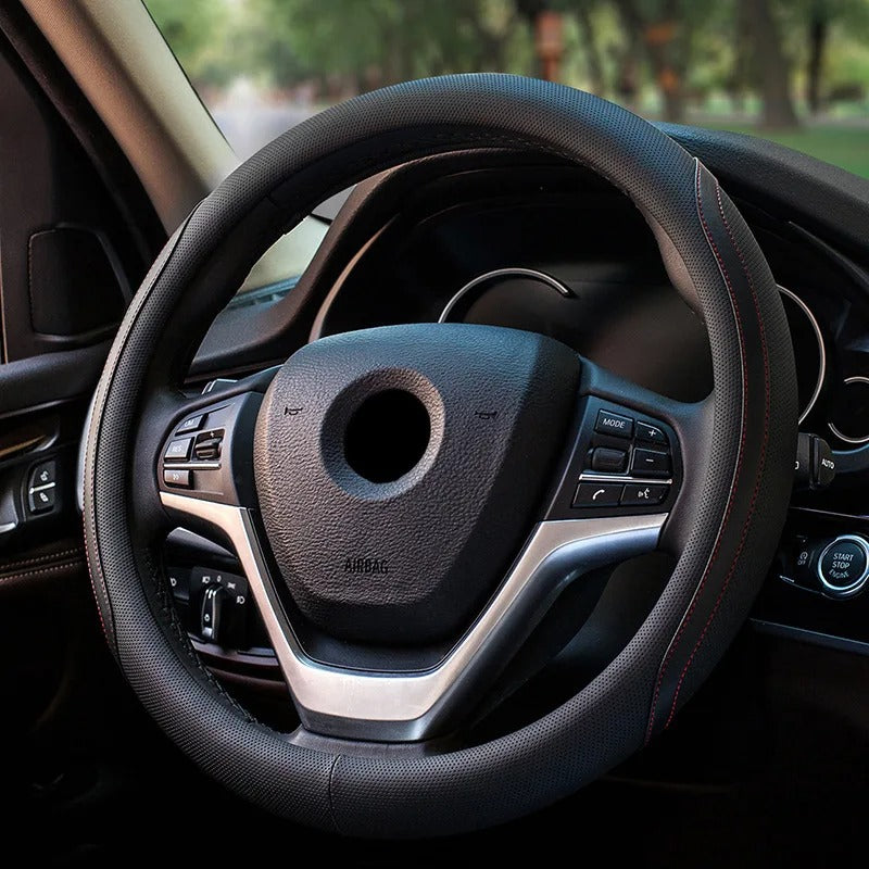 Universal PU Leather Steering Wheel Cover – Breathable Non-Slip 38 cm All-Season Grip - Delicate Leather