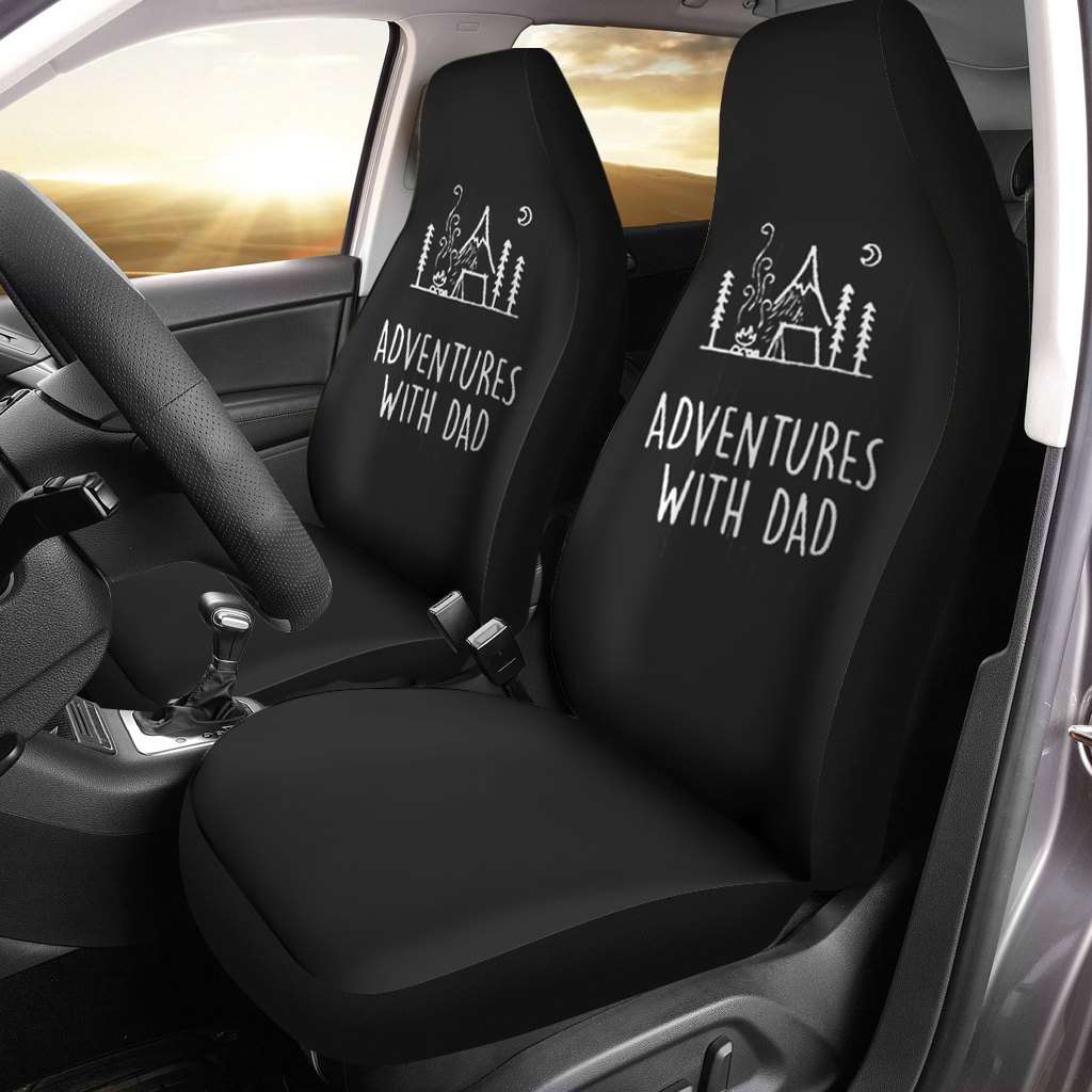 Adventures With Dad Car Seat Covers, Car Seat Covers for Men, Custom For Your Cars, Car Bucket Seat Protection Airbag Compatible 2 PCS, Car Accessories, Happy Father's Day, Father's Day Gift