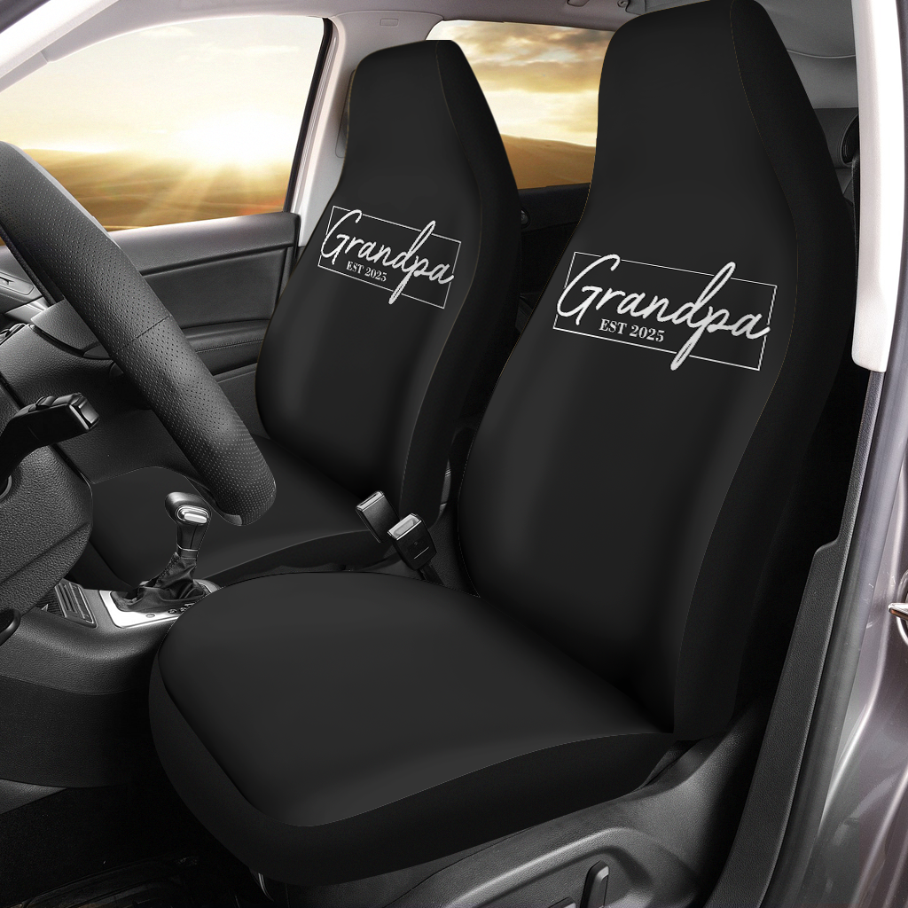 Personalize Grandpa Gift For Fathers Day, Customized Grandpa Car Seat Covers, Custom For Your Cars, Car Bucket Seat Protection Airbag Compatible 2 PCS, Car Accessories, Happy Father's Day, Father's Day Gift