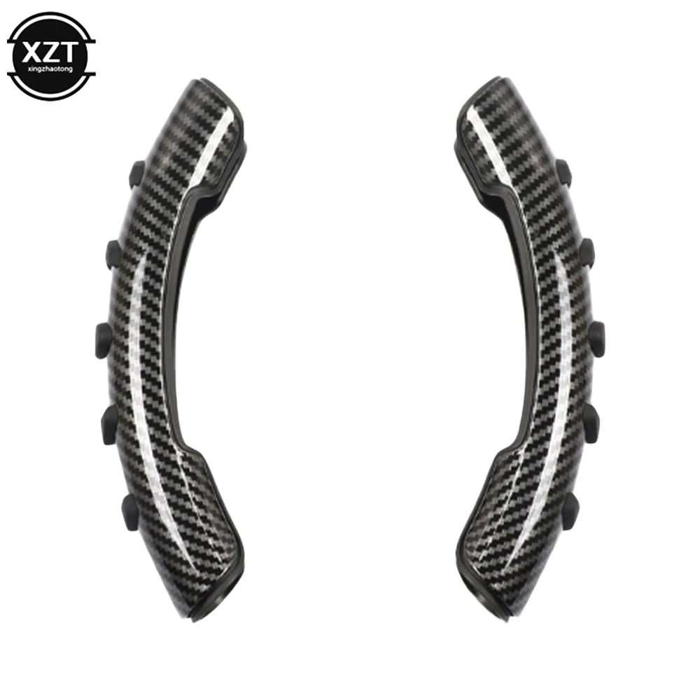 Universal Car Steering Wheel Handle Cover – Carbon Fiber & Peach Wood Grain Design | Anti-Slip, Durable, Massage Grip, Car Accessories - Delicate Leather  