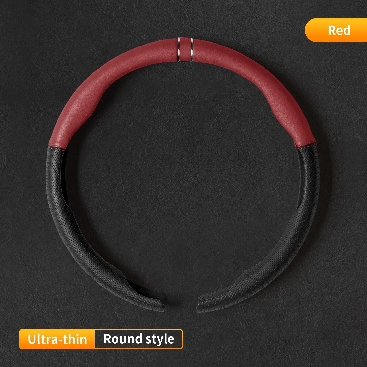 D-Shape & Round Steering Wheel Cover – Breathable Anti-Slip Universal 38cm Fit - Delicate Leather  