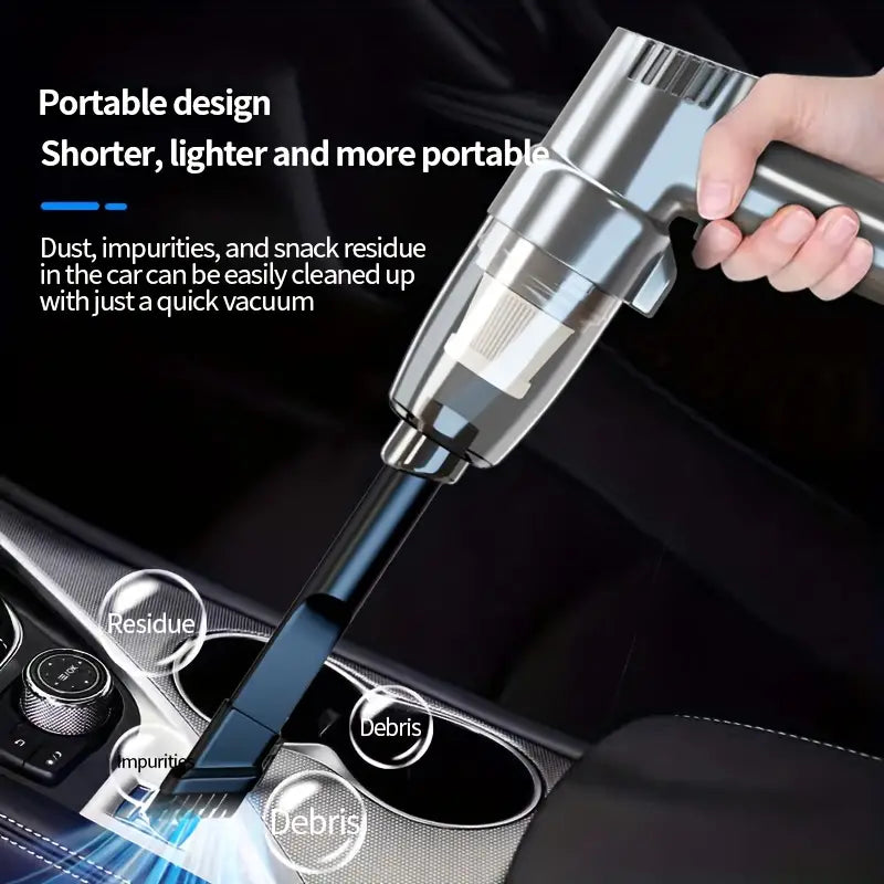 Mini Car Vacuum Cleaner – High-Power Suction, Wet & Dry Dual-Purpose, Portable Handheld Design for Small Sedans, Easy to Use and Store