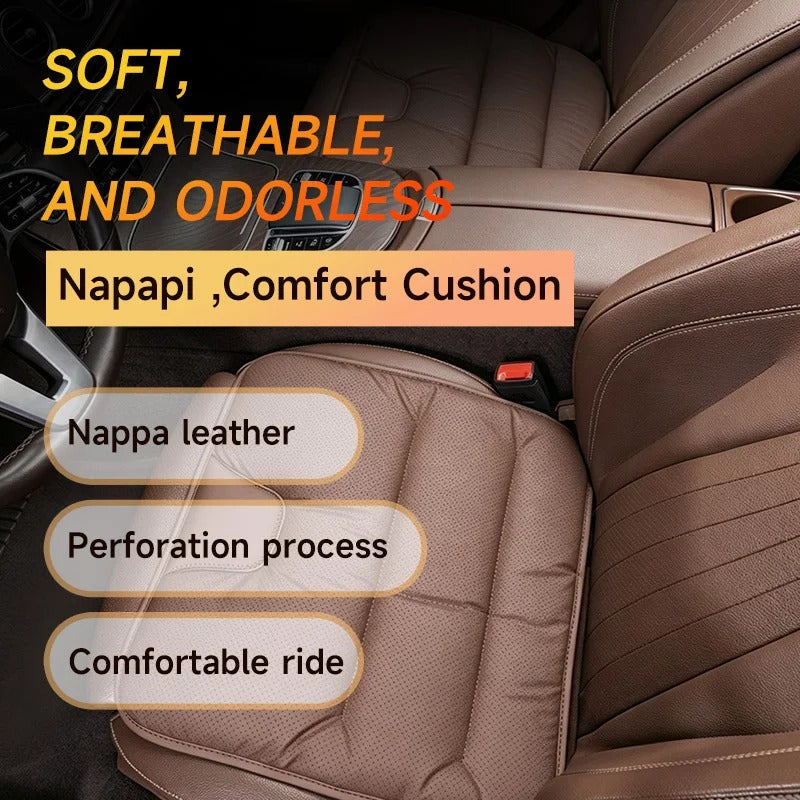 Universal Leather Car Seat Cushion – Breathable Non-Slip Four-Season Seat Protector - Delicate Leather