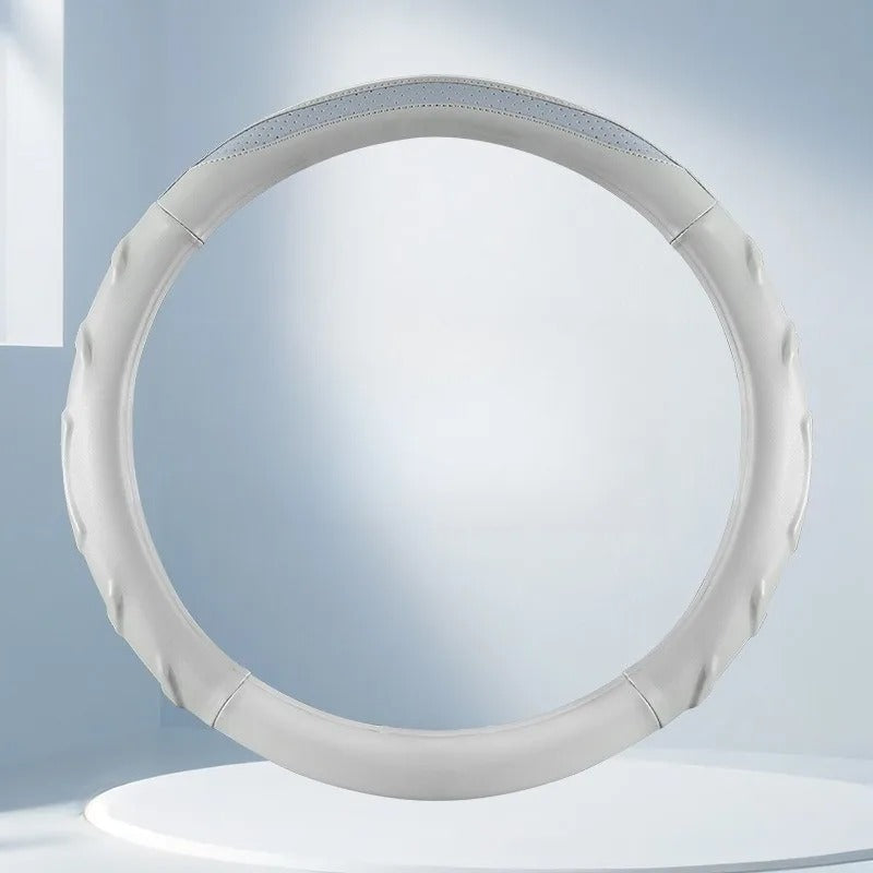 Nappa Leather Steering Wheel Cover 38cm – Universal Anti-Slip Car Steering Grip - Delicate Leather