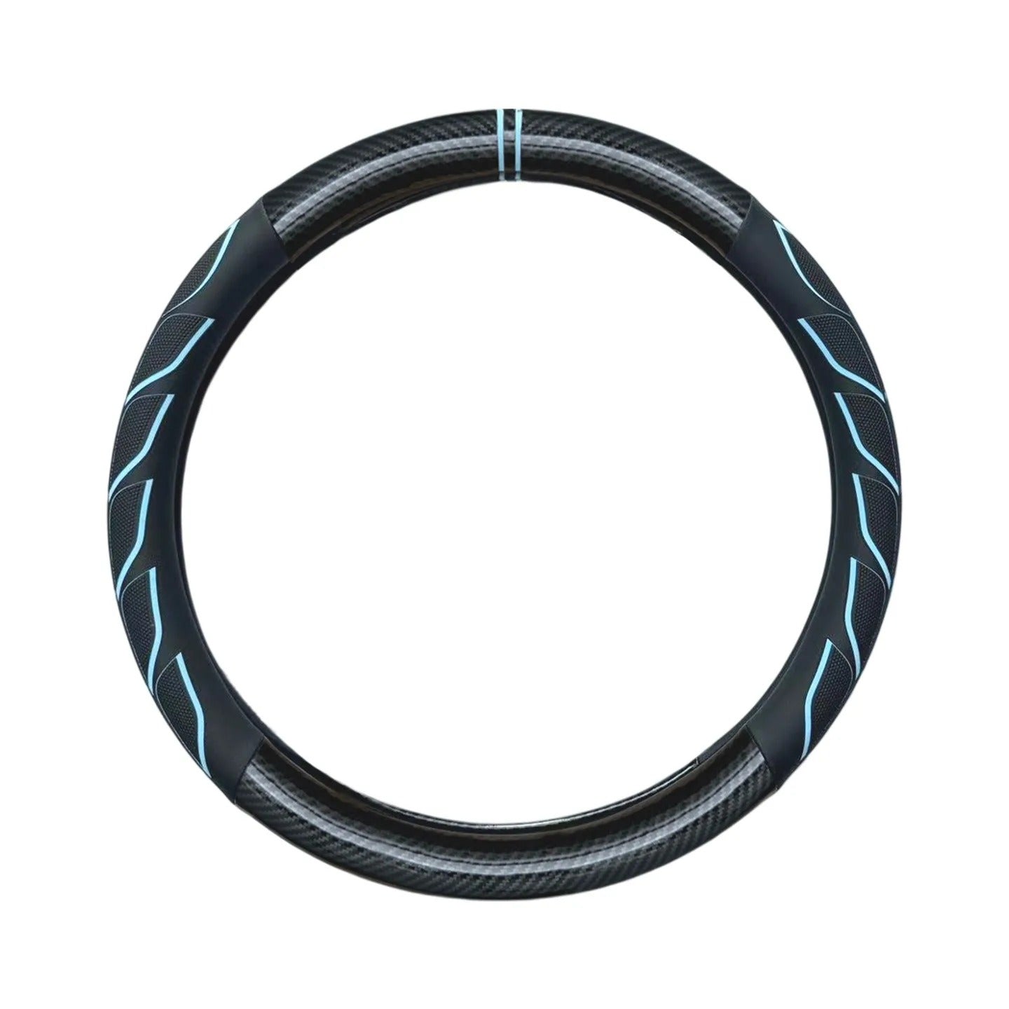 Carbon Fiber & Nappa Leather Steering Wheel Cover – Universal 38cm O/D Shape Anti-Slip Grip - Delicate Leather