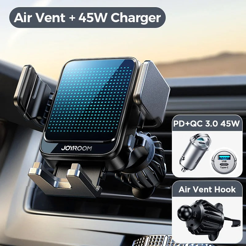 15W Automatic Fast Wireless Car Charger - Mini Phone Holder Mount