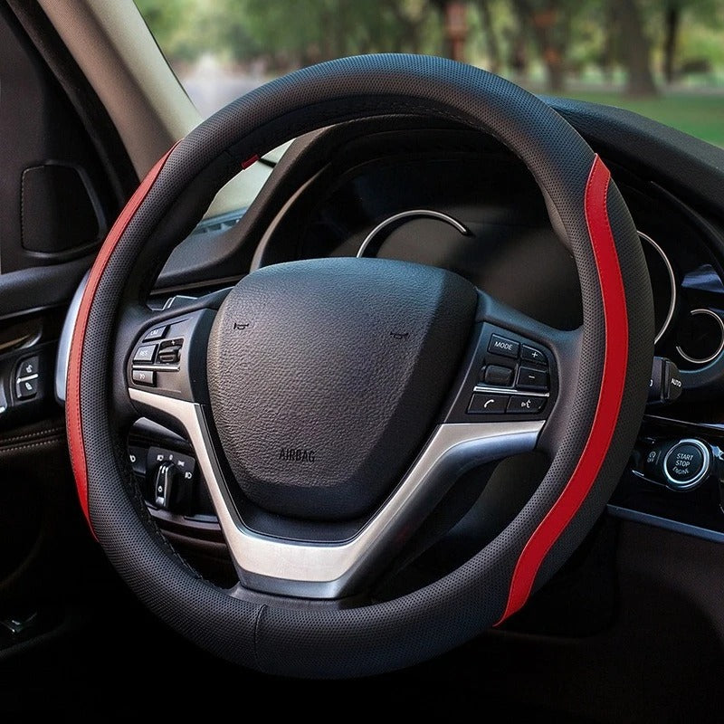 Universal PU Leather Steering Wheel Cover – Breathable Non-Slip 38 cm All-Season Grip - Delicate Leather