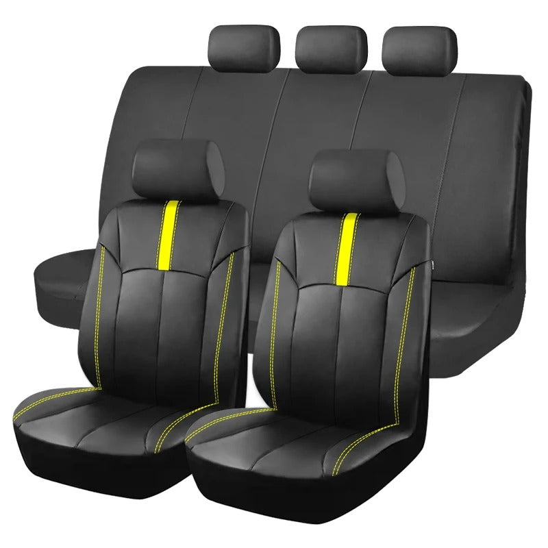 Universal PU Leather Car Seat Covers – Sporty Waterproof Seat Protectors for Cars, SUVs, Trucks & Vans - Delicate Leather  