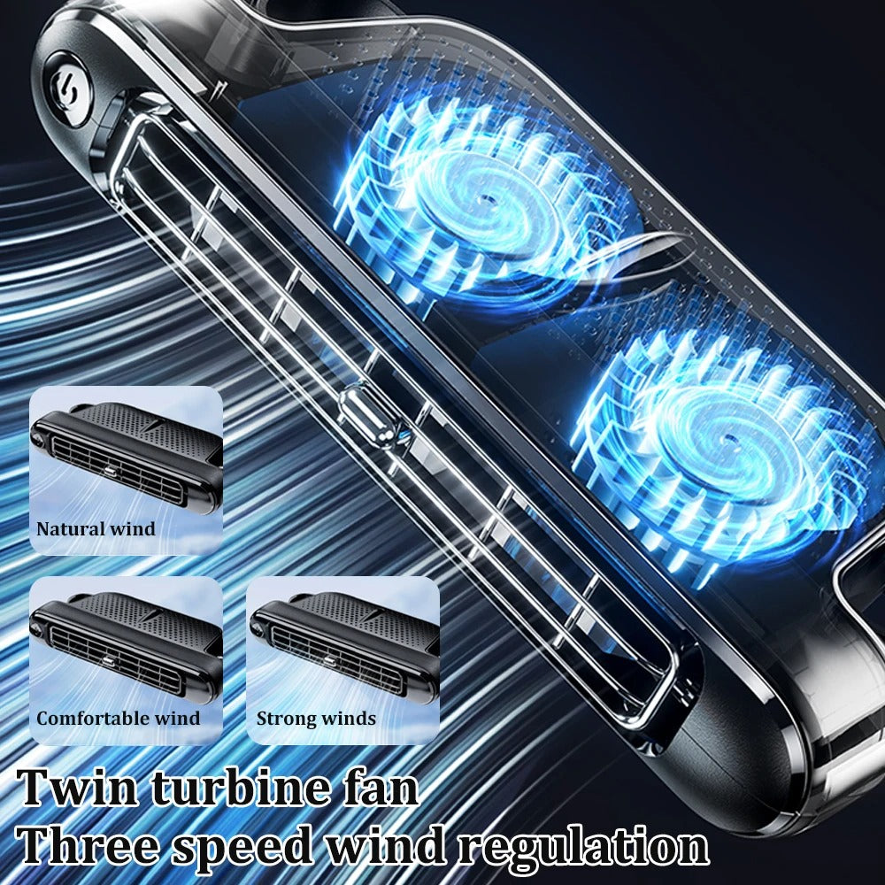 Dual Turbo Car Backseat Cooling Fan – 3-Speed Adjustable USB-Powered Air Circulation Fan for Sedans, SUVs, Vans, and RVs - Delicate Leather  