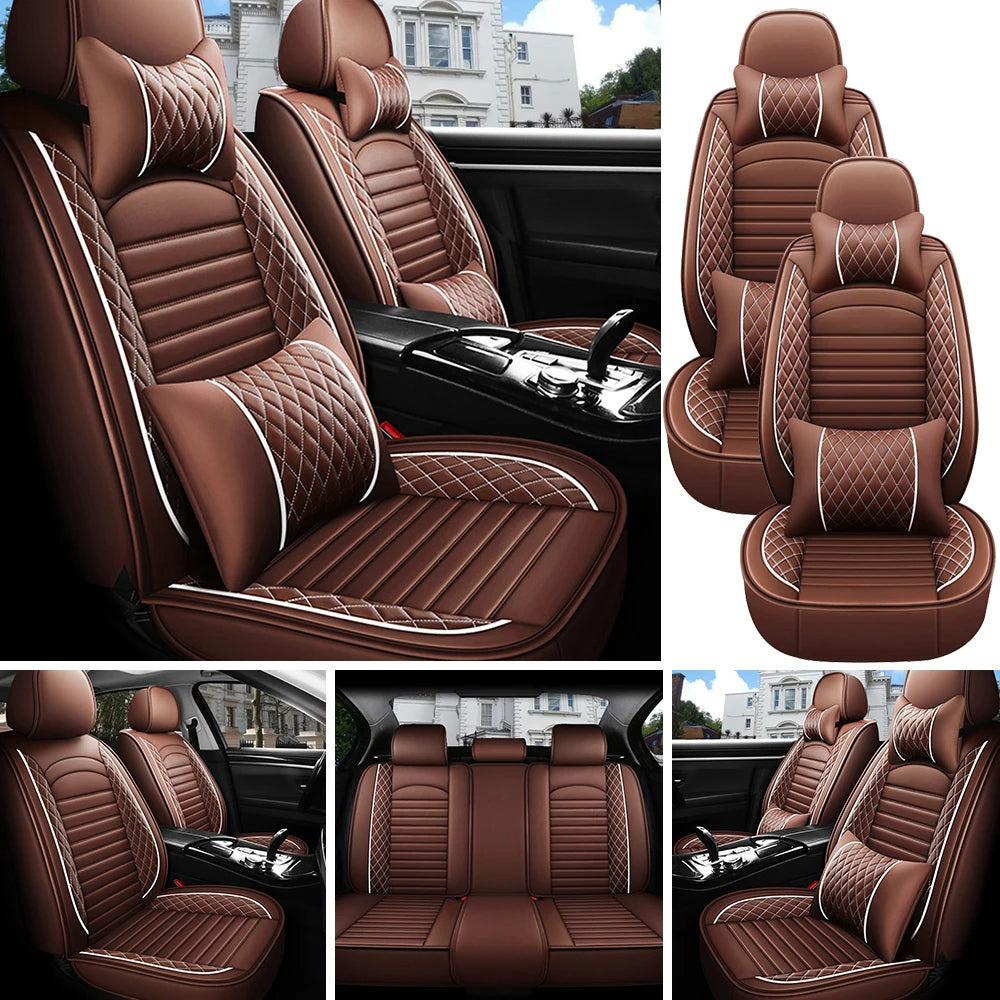 5-Seater PU Leather Car Seat Covers – Full Set Front & Rear Cushion with Anti-Scratch Protection (SP2)