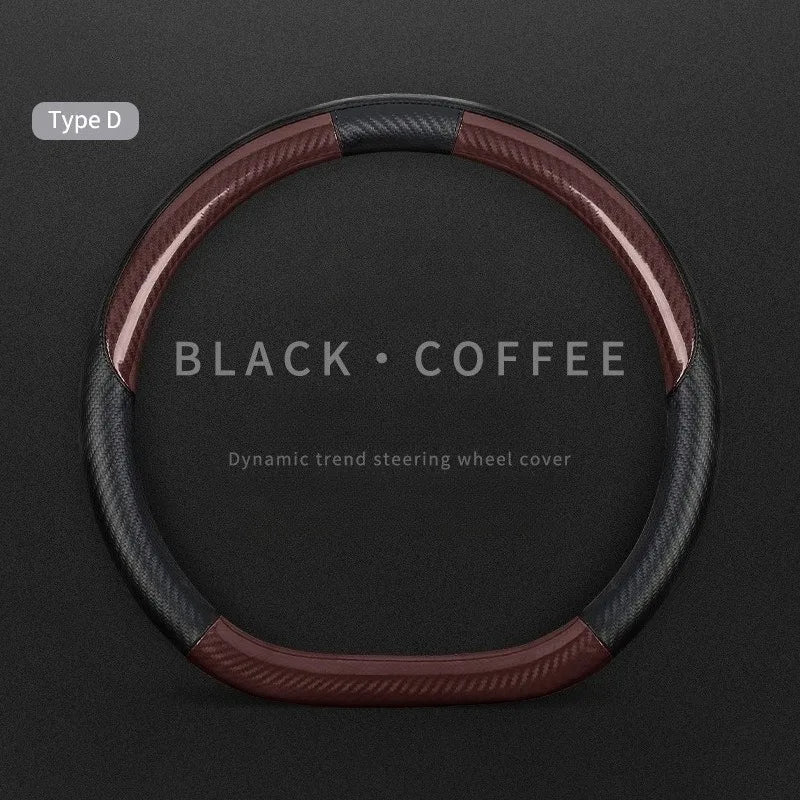 Carbon Fiber Leather Car Steering Wheel Cover – Universal Non-Slip O/D Type Steering Wheel Covers - Delicate Leather  