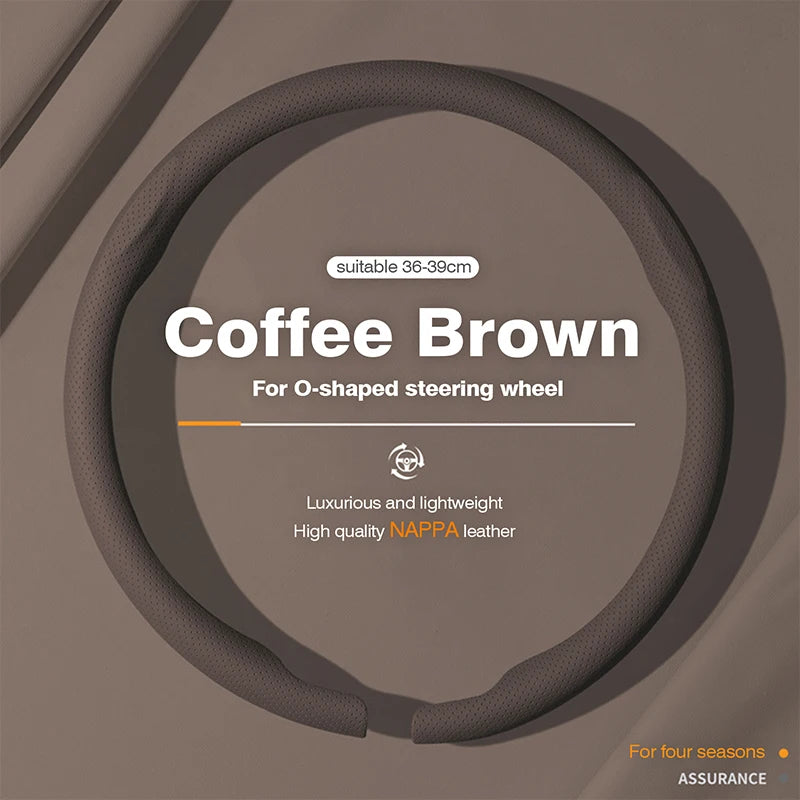 Ultra-Thin Nappa Leather Steering Wheel Cover – Breathable Non-Slip Protector - Delicate Leather  