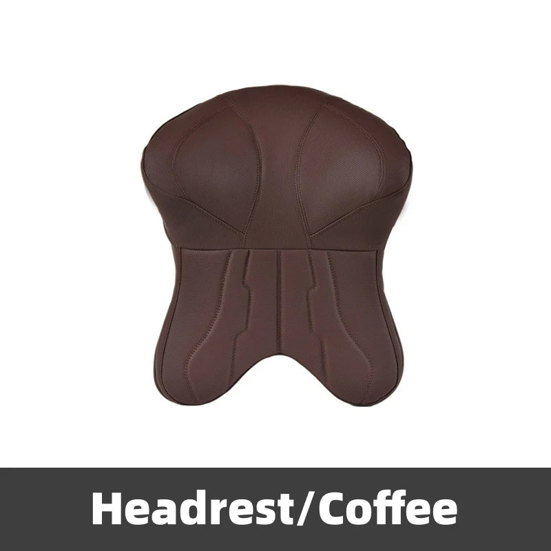 New Car Neck Pillow & Lumbar Support - Breathable Leather Seat Anti-slip Protective Cushion - Business Luxury Car Interior Headrest - Delicate Leather  