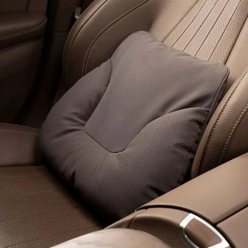 Car Neck & Waist Pillow - Soft Comfort Auto Seat Headrest and Cushion Support for Driving - Universal Fit - Delicate Leather  