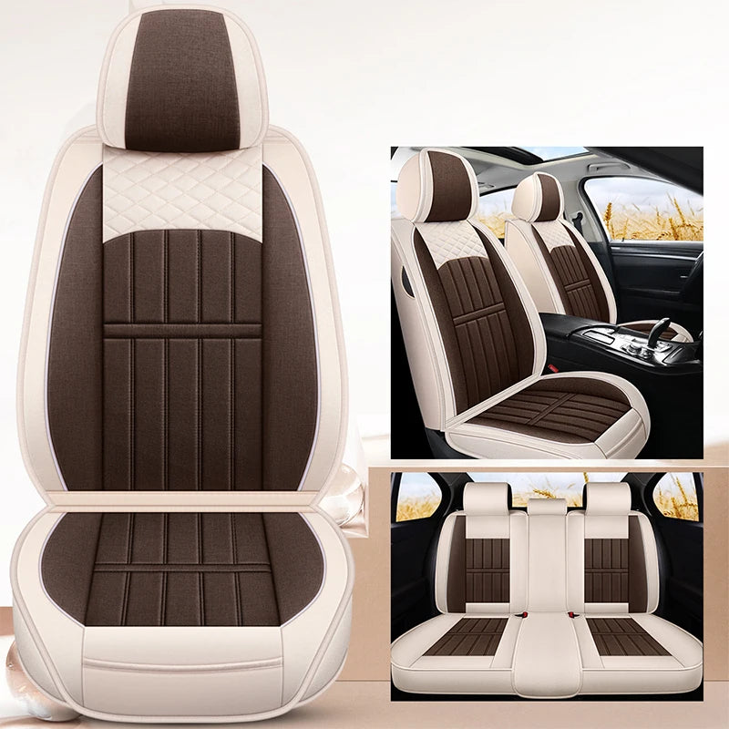 Breathable Universal Car Seat Covers – Front & Rear Protection for Auto Interior - Delicate Leather  