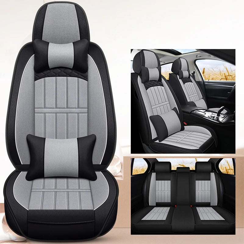 Breathable Universal Car Seat Covers – Front & Rear Protection for Auto Interior - Delicate Leather  