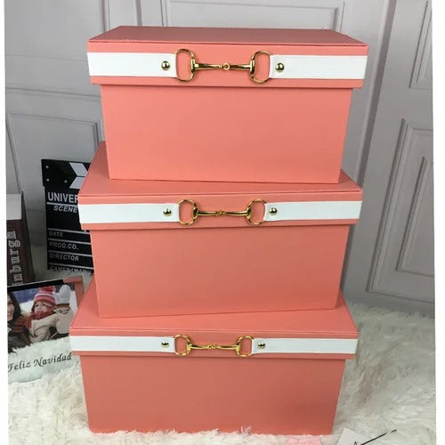 Luxury PU Leather Orange Storage Bins