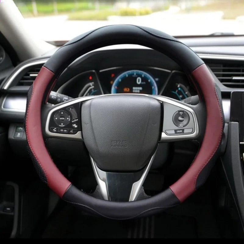 Universal Microfiber Leather Steering Wheel Cover 38cm – Non-Slip Car Steering Wheel Protector for All Seasons - Delicate Leather