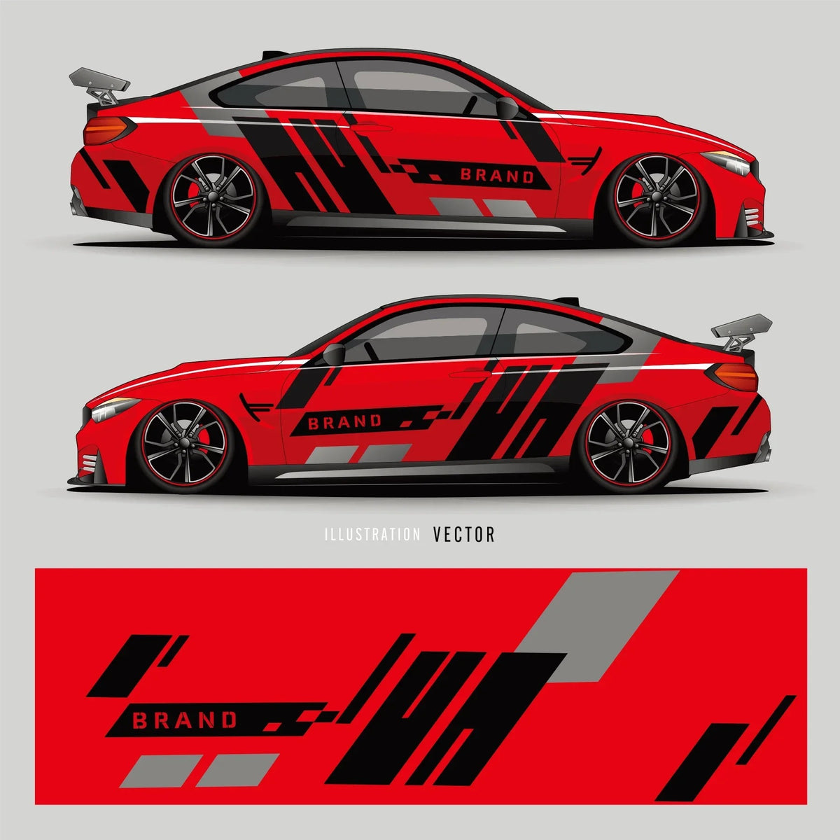 Striped Racing Car Vinyl Decal Wrap – Modern Exterior Graphic Stickers - Delicate Leather