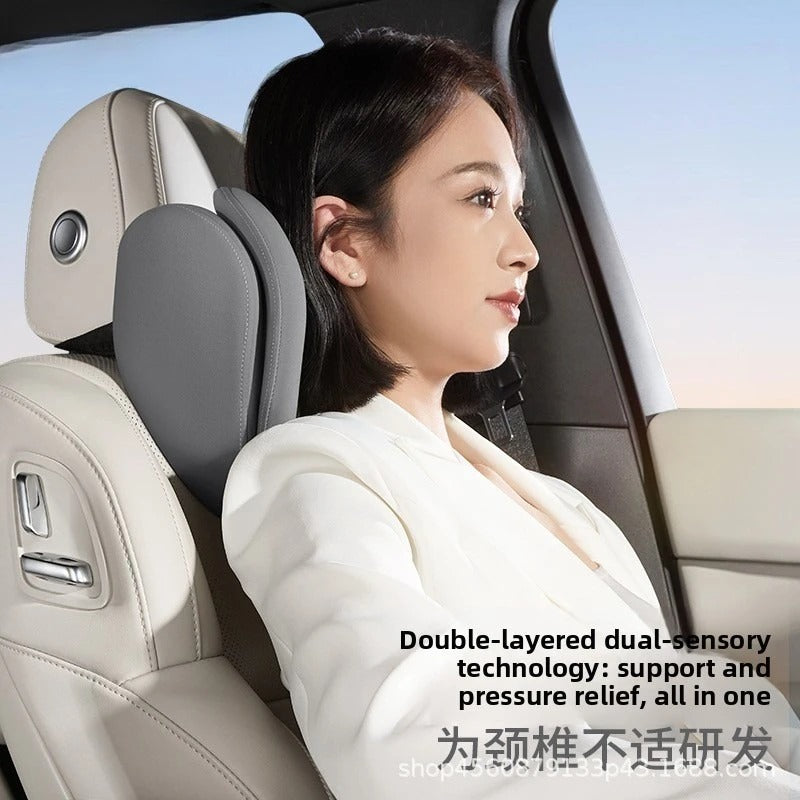 Leather Car Headrest Cushion – Breathable Neck & Lumbar Support Pillow for Vehicle Seats - Delicate Leather