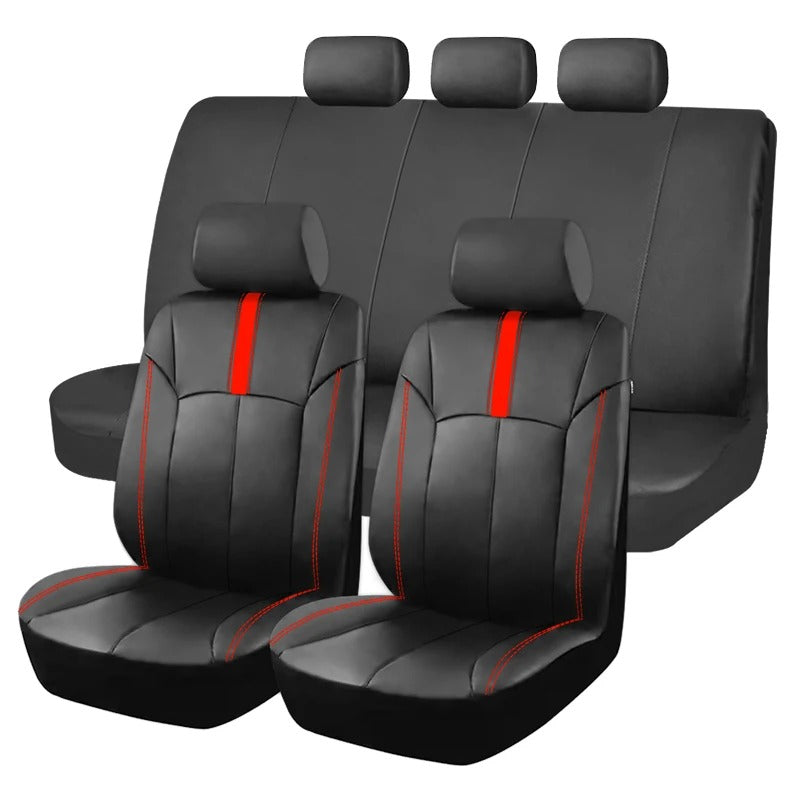 Universal PU Leather Car Seat Covers – Sporty Waterproof Seat Protectors for Cars, SUVs, Trucks & Vans - Delicate Leather  