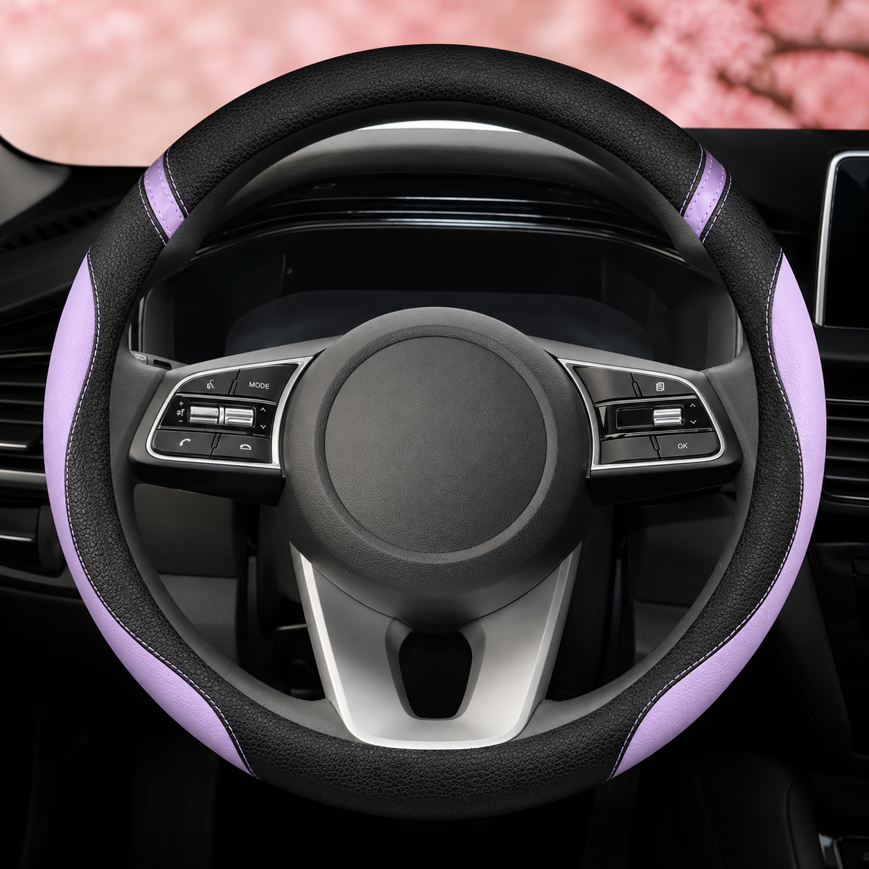 PU Leather Car Steering Wheel Cover – 38CM Non-Slip Breathable Auto Interior Accessory - Delicate Leather