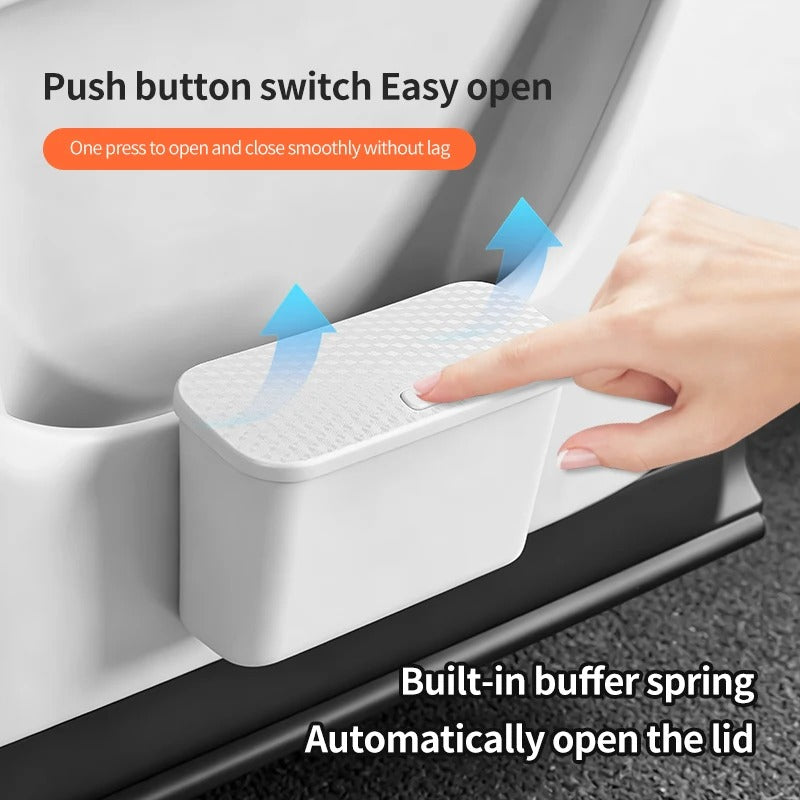 Multifunctional Hanging Car Trash Can – Press-Type Lid Leak-Resistant Storage Bin - Delicate Leather
