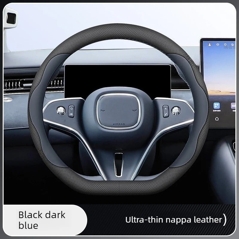 Custom Fit Leather Steering Wheel Cover – Non-Slip Interior Accessory - Delicate Leather