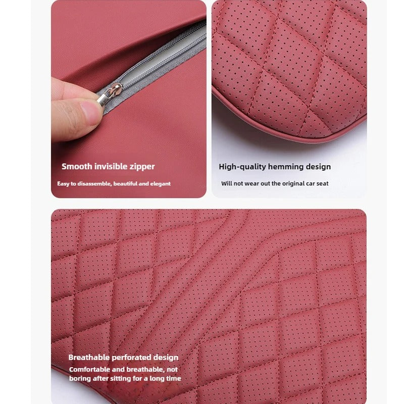 Universal Nappa Leather Car Seat Cushion – Memory Foam Protective Pad for Front Seat - Delicate Leather  