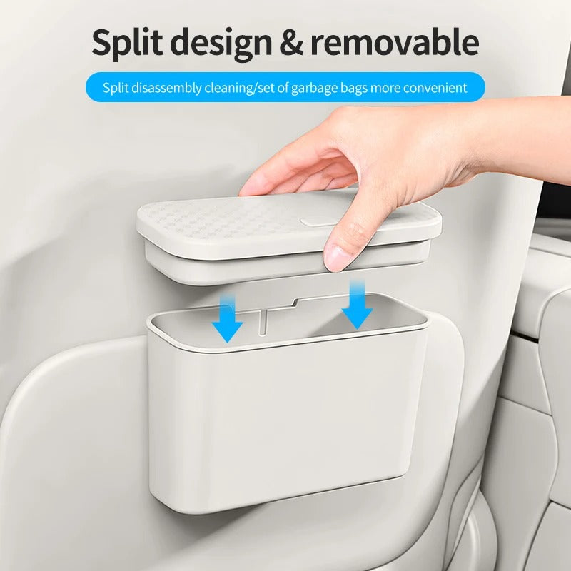 Multifunctional Hanging Car Trash Can – Press-Type Lid Leak-Resistant Storage Bin - Delicate Leather