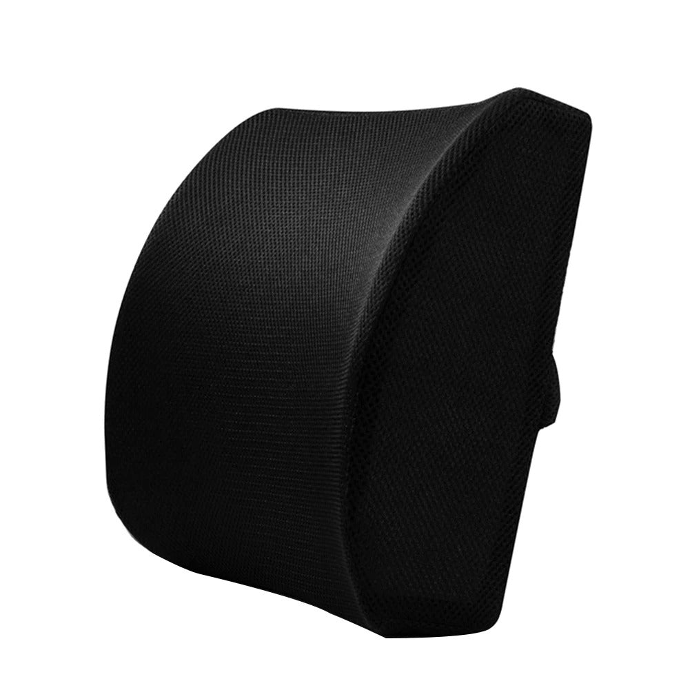 Eco-Friendly Cotton & Memory Foam Lumbar Support Cushion – 4D Breathable Mesh Pillow for Car, Reading, and Bed Rest - Delicate Leather
