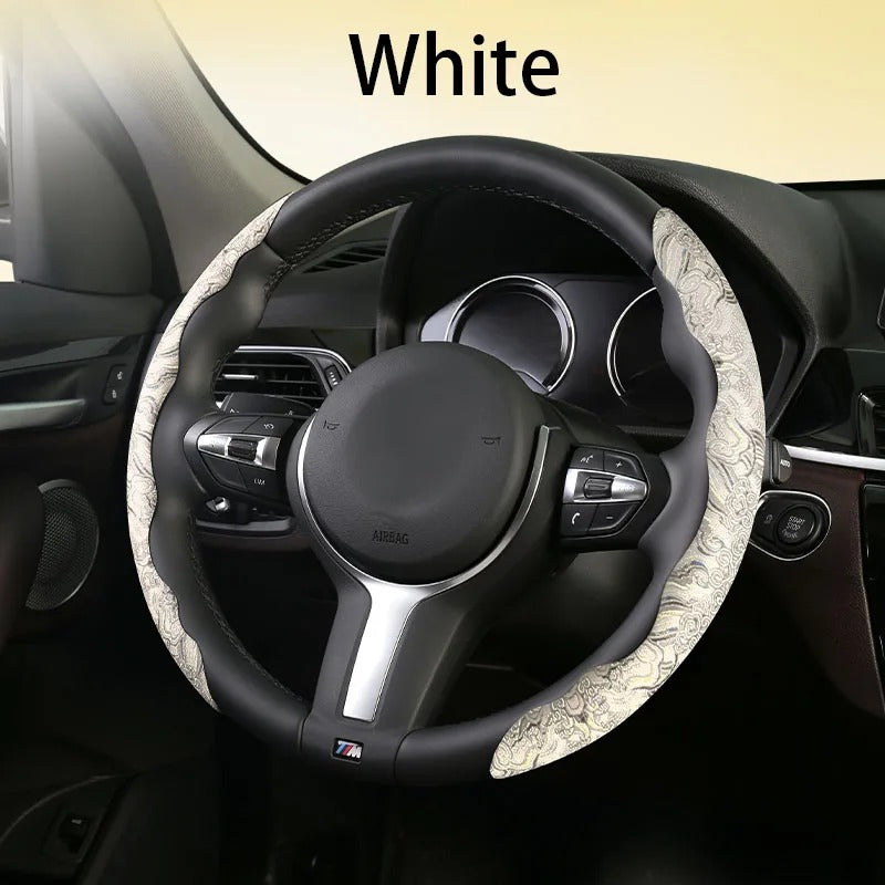 Universal Antique Pattern Steering Wheel Cover 38cm – Segmented Breathable Ultra-Thin Non-Slip Car Steering Wheel Protector - Delicate Leather