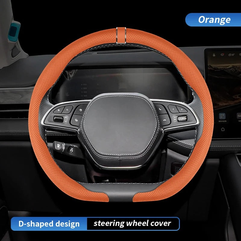 Premium Steering Wheel Cover – Easy Installation, Anti-Slip Universal 38cm Fit - Delicate Leather