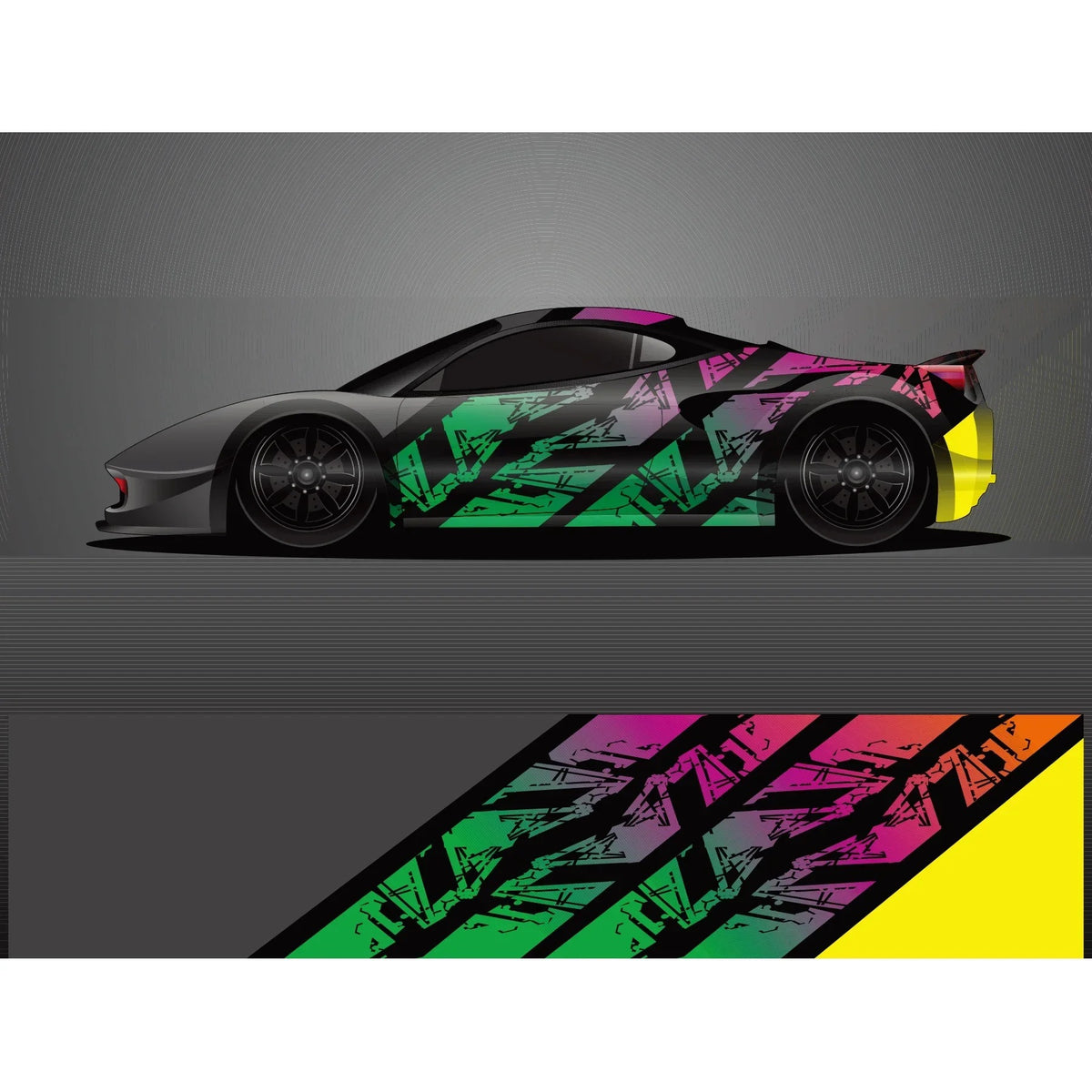Striped Racing Car Vinyl Decal Wrap – Modern Exterior Graphic Stickers - Delicate Leather