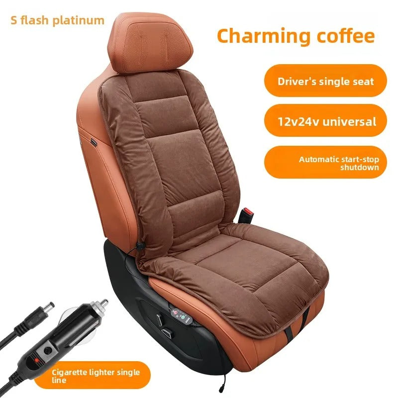 Universal Heated Car Seat Cushion – Plush Artificial Leather Warm Seat Cover for Car, SUV & Truck Winter Comfort - Delicate Leather