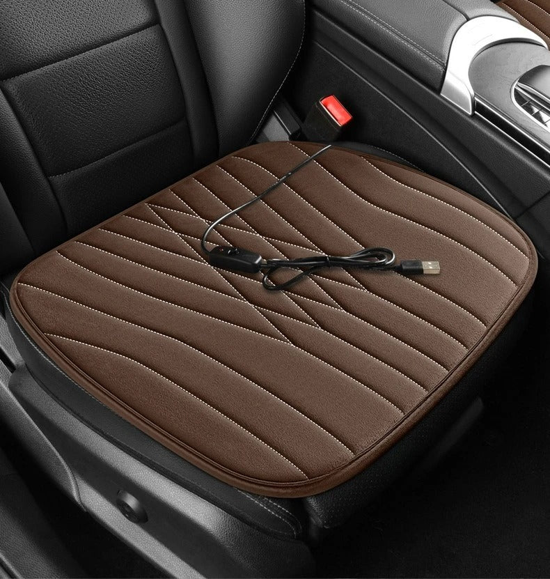 USB Heated Seat Cushion – Fast Heating Plush Chair Pad for Car, Office & Home - Delicate Leather  
