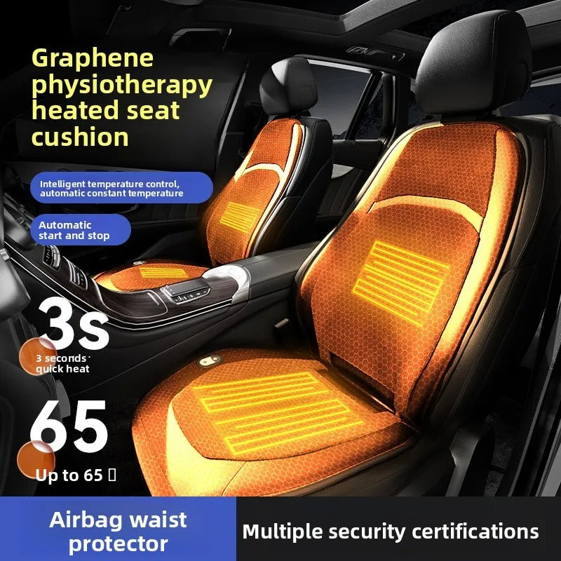 Universal Heated Car Seat Cushion – Carbon Crystal Graphene Leather Heated Seat Cover for Winter, 1 Piece - Delicate Leather