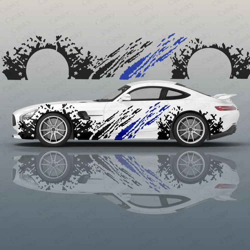 Ink Splatter Car Side Vinyl Decal – Racing Style Exterior Graphic Sticker - Delicate Leather