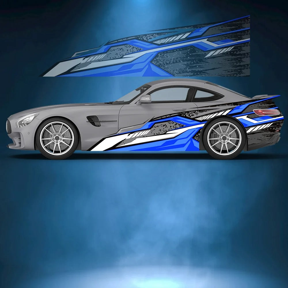 Geometric Line Car Side Vinyl Decal – Motorsport Exterior Graphic Sticker - Delicate Leather