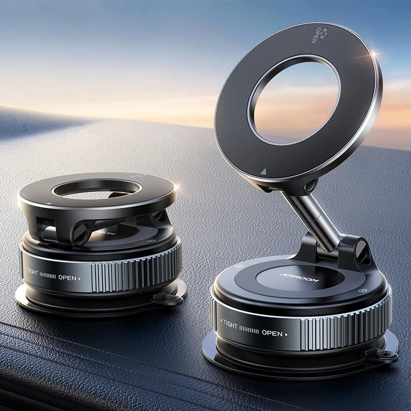 Magnetic Car Phone Holder – 360° Rotatable Suction Cup Mount for Windshield & Dashboard (4.7"–7.0") - Delicate Leather  