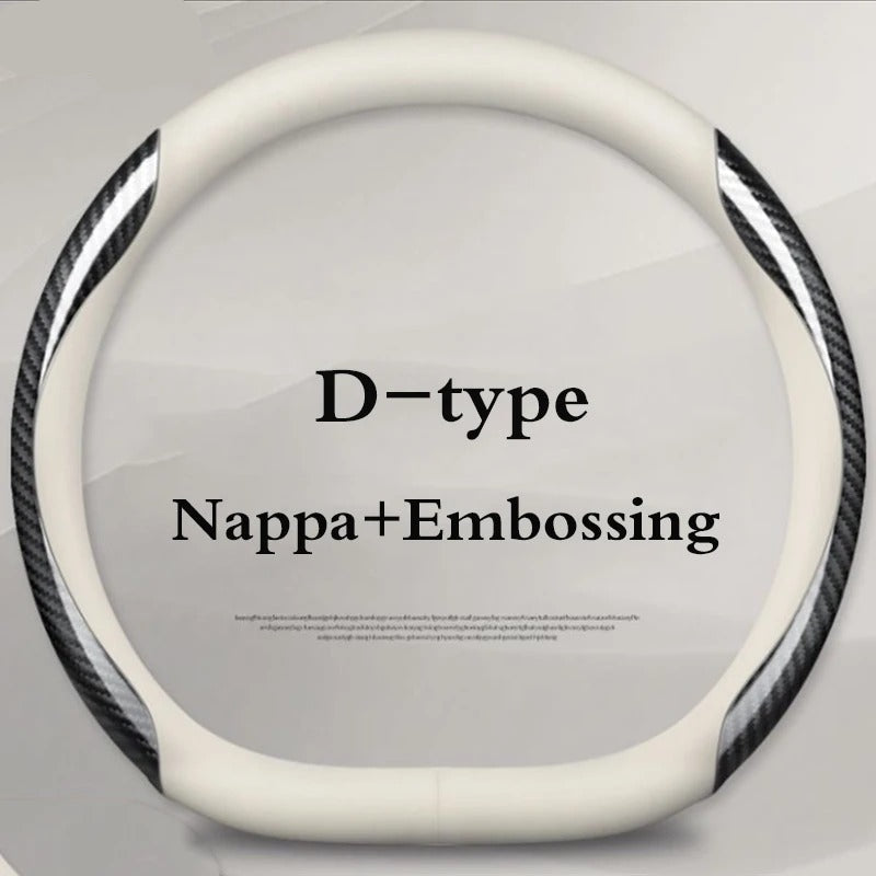 Car Steering Wheel Cover, Premium Anti-Slip Steering Wheel Cover – Carbon Fiber Leather, Interior Modification for All Car Accessories - Delicate Leather