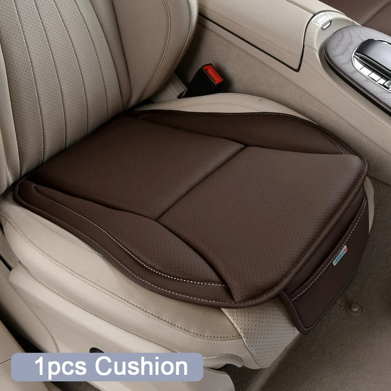 Nappa Leather Car Seat Cover Set – Breathable Four-Season Cushion with Headrest - Delicate Leather  