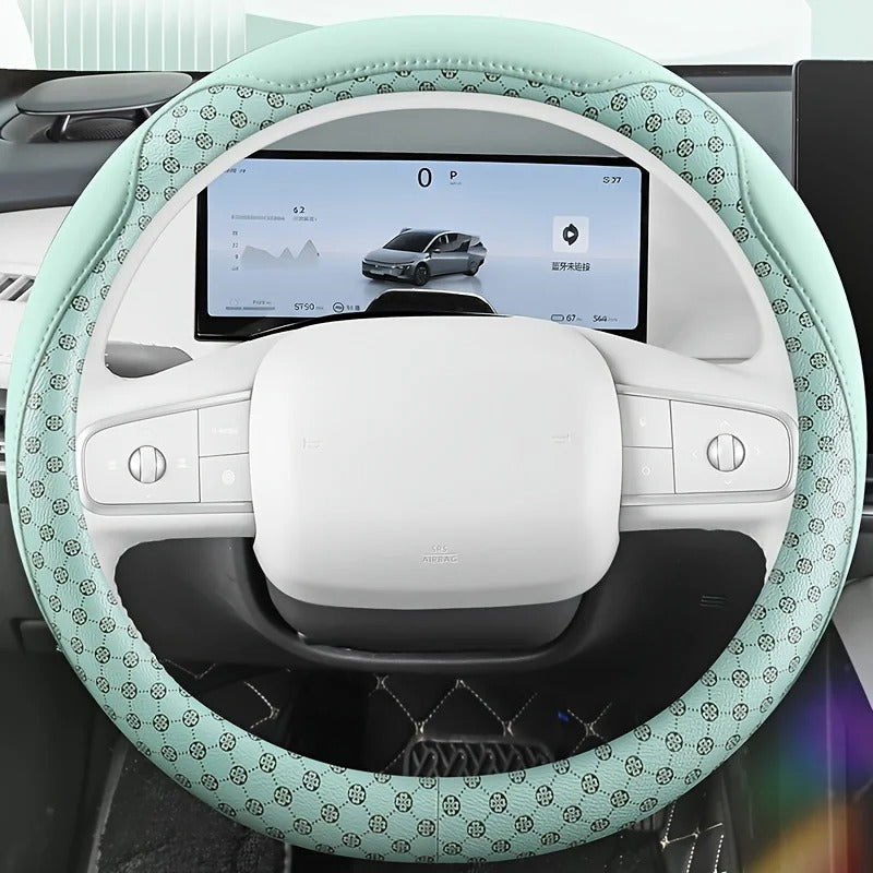 Vintage PU Leather Steering Wheel Cover – Universal All-Season Non-Slip Grip - Delicate Leather