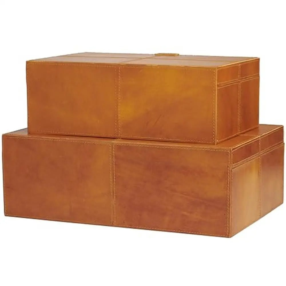 Leather Storage Box Set of 2