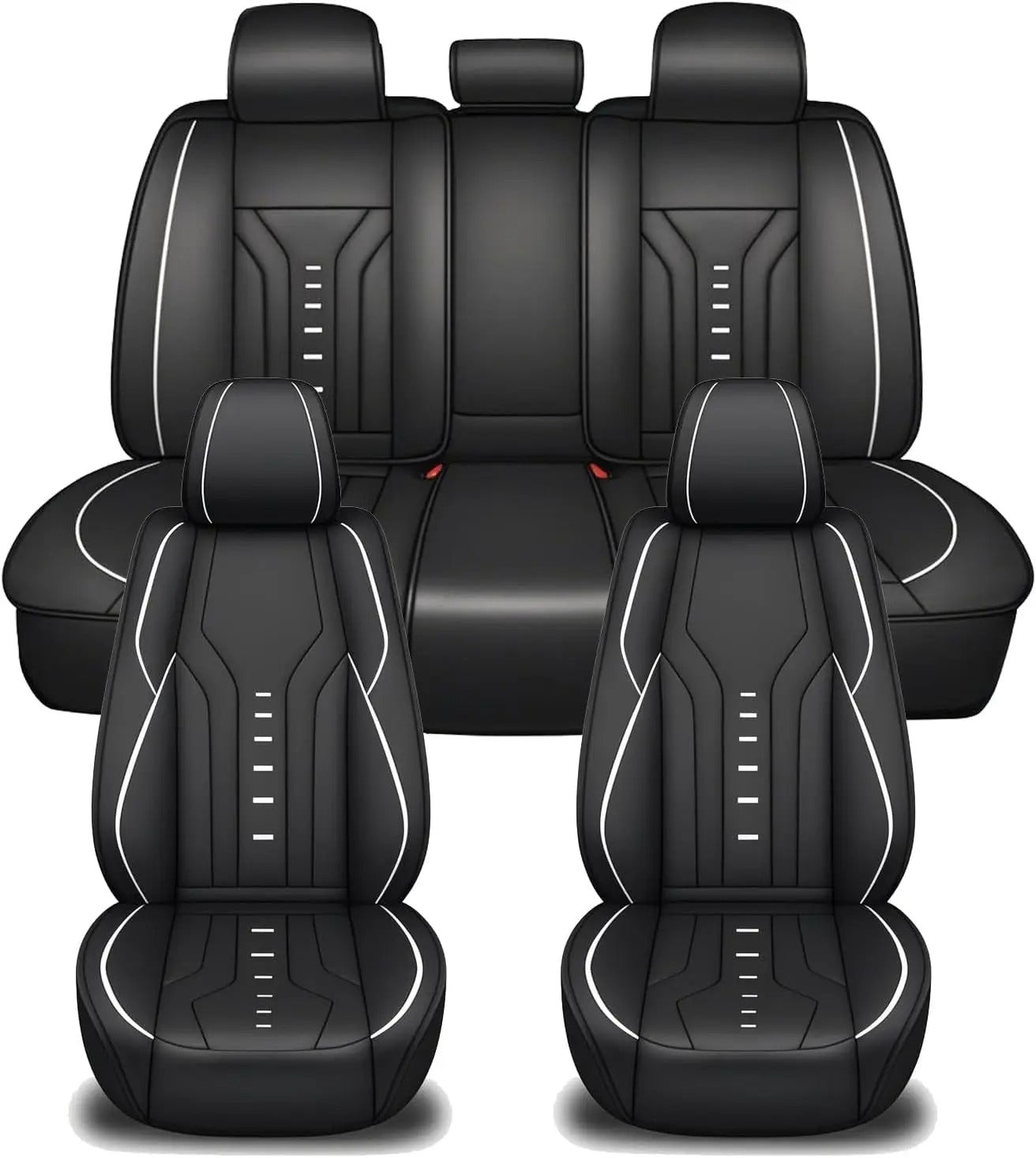 Luxury Universal Leather Car Seat Covers Full Set – Premium PU Leather Seat Covers for Cars, SUVs & Trucks, All-Season Full Coverage - Delicate Leather