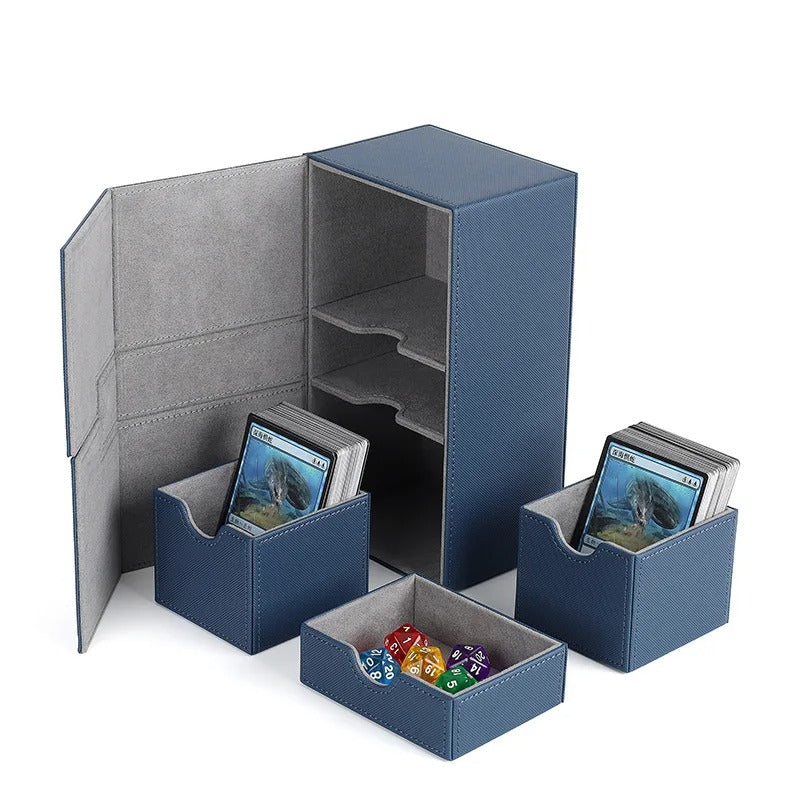 200+ Card Deck Box Organizer Holder Storage for Commander Card Carrying Organizer Case Leather Card Deck Storage Box