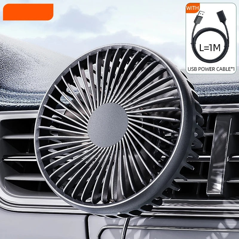 12–24V Mini Car Air Outlet Fan with LED Lighting – USB Powered, 360° Rotating, 3-Speed Cooling Fan for Car, Office & Home Use - Delicate Leather  
